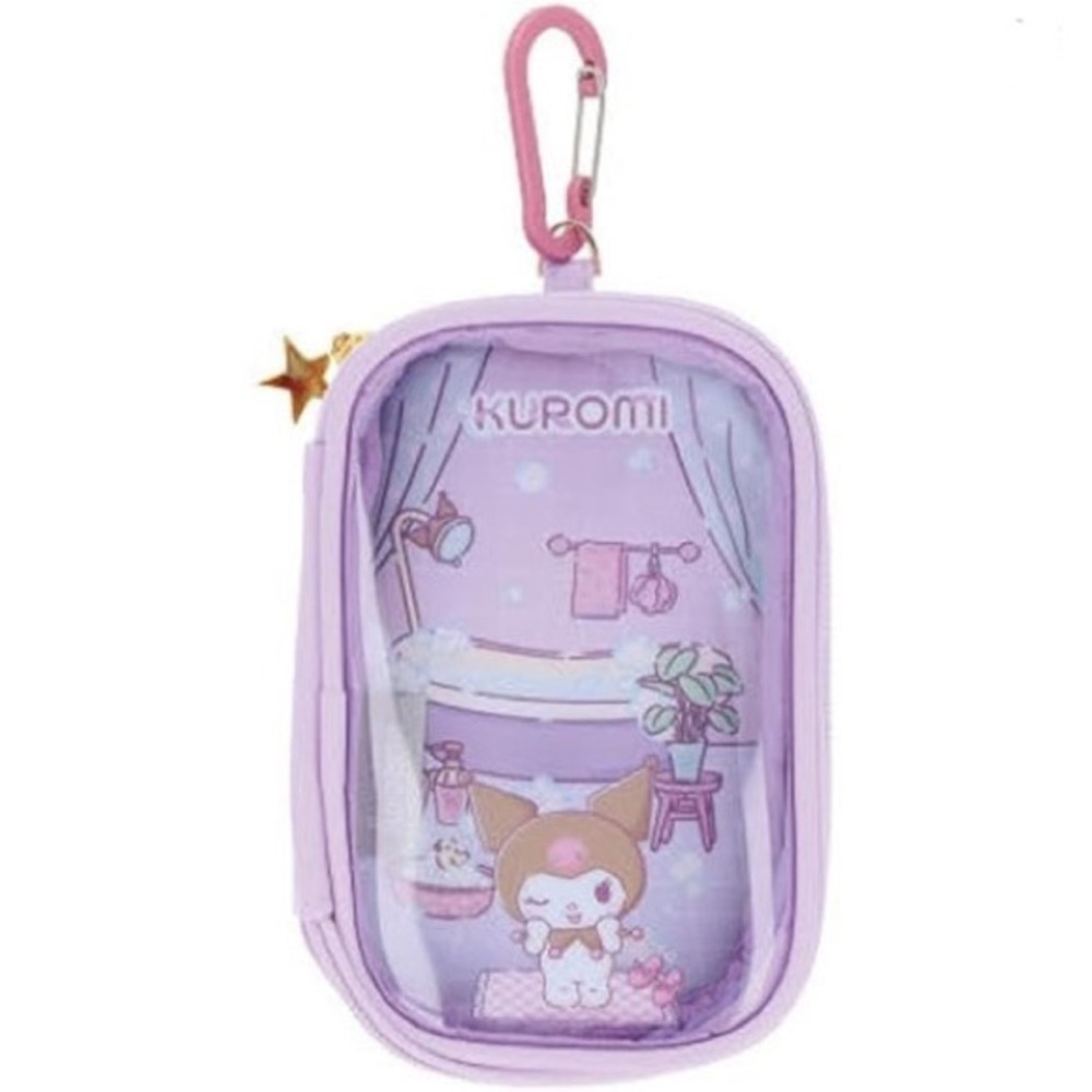 BNWT Japan Sanrio Kuromi Zipper Clear Case Pouch with Carabiner
